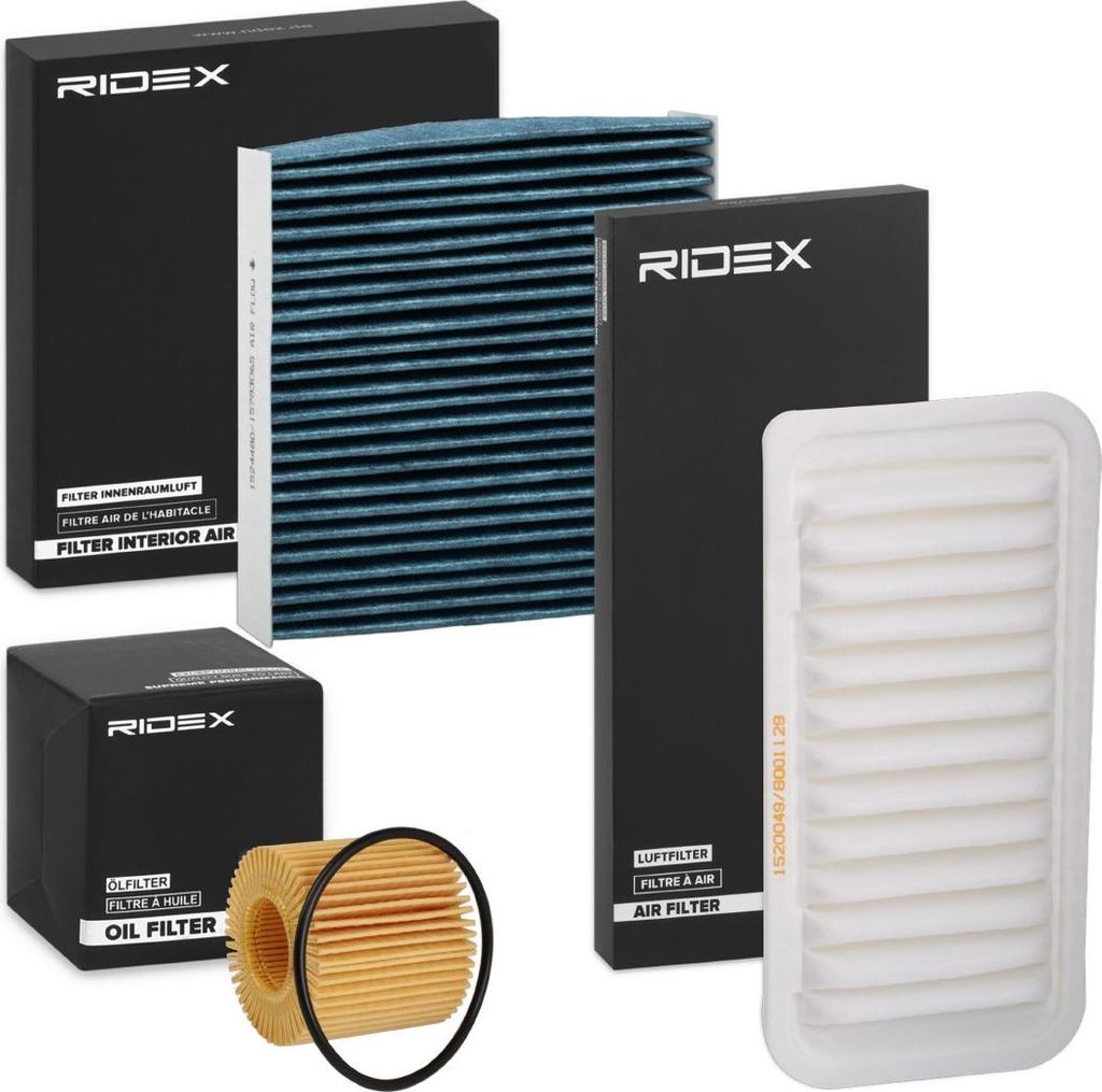 RIDEX Filterset Inspektionspaket Filtersatz für TOYOTA Yaris Schrägheck (P9) für VOLVO S80 II (124) für SUBARU Trezia II (DBA-NSP120) für DAIH...