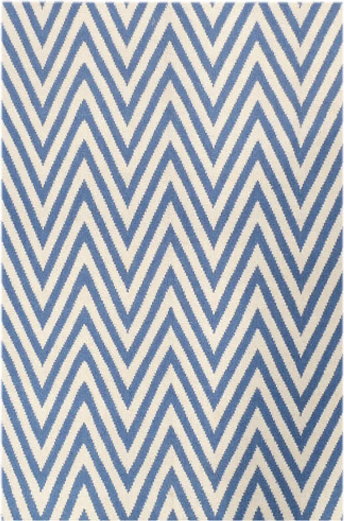 Tapis Kelim Zig Zag Bleu Clair - 120x180 cm - Tapis en Laine tissée plat