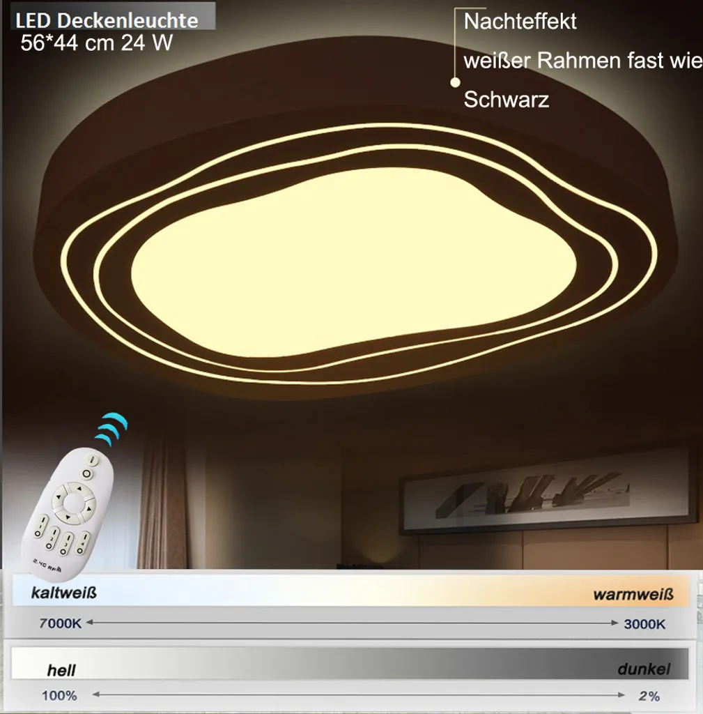 Luminaire de plafond LED dimmable 56 cm couleur ajustable avec commande - 2