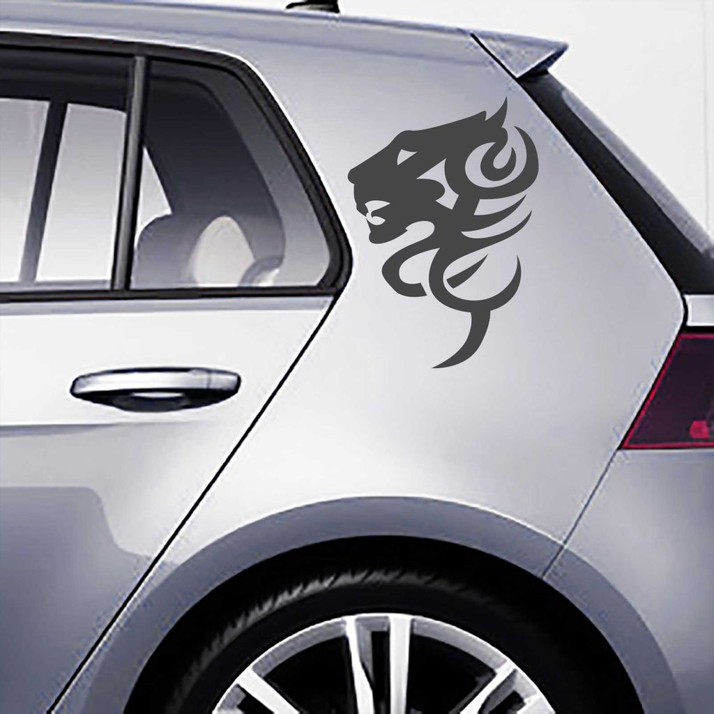 Aufkleber - Autoaufkleber-Set Tigertribal, 2 Stk. je 60cm x 42cm Graphit metallic - Tuning Carystyling Heckscheibe Auto