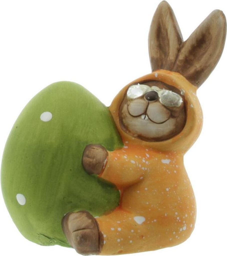Mel-O-Design Osterhase Pyjama Osterdekoration Keramik Frühling Orange