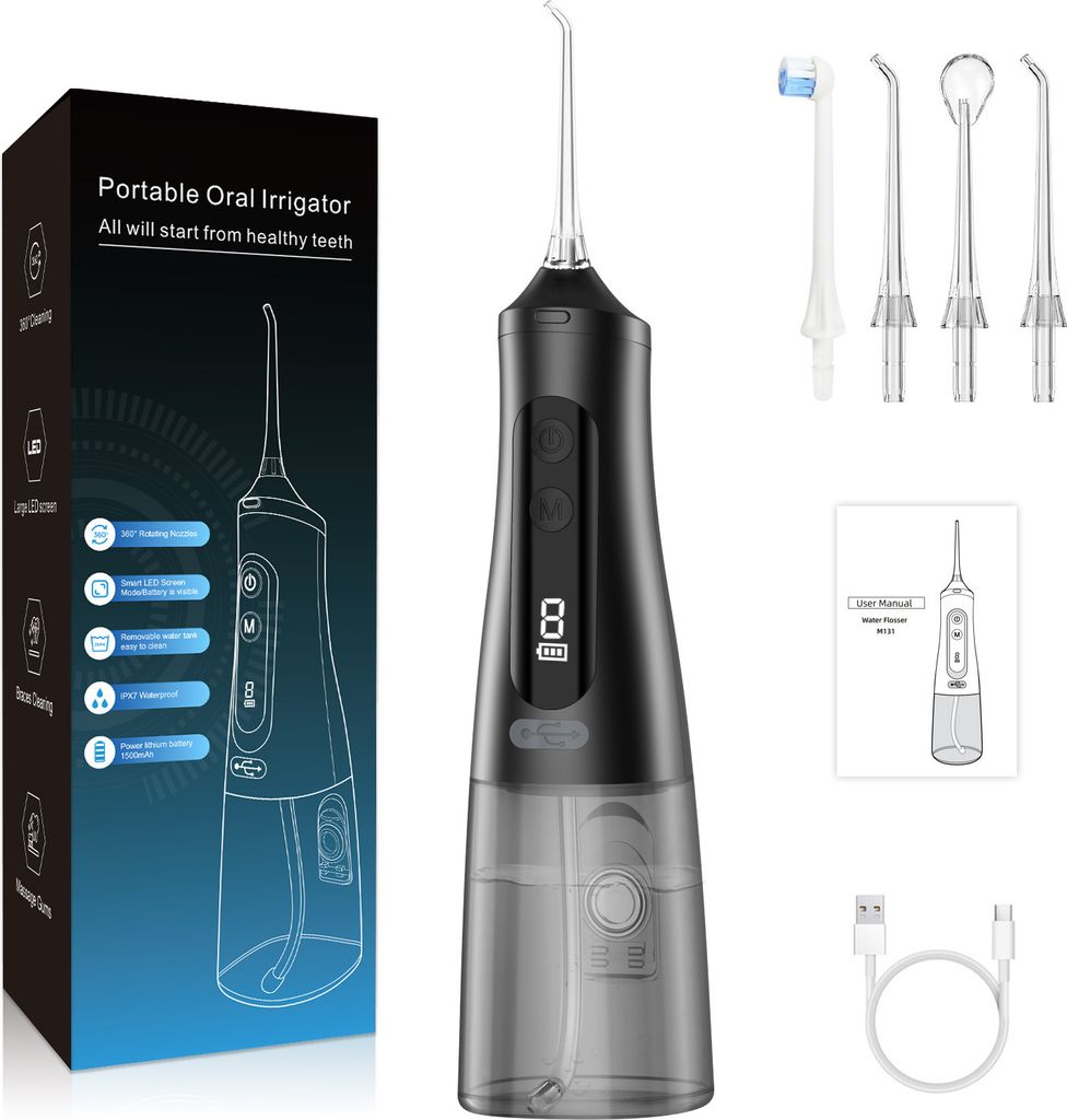 Water Flosser Kabelloser Munddusche 9 Modi 4 Düsen IPX7 Produktbild 1