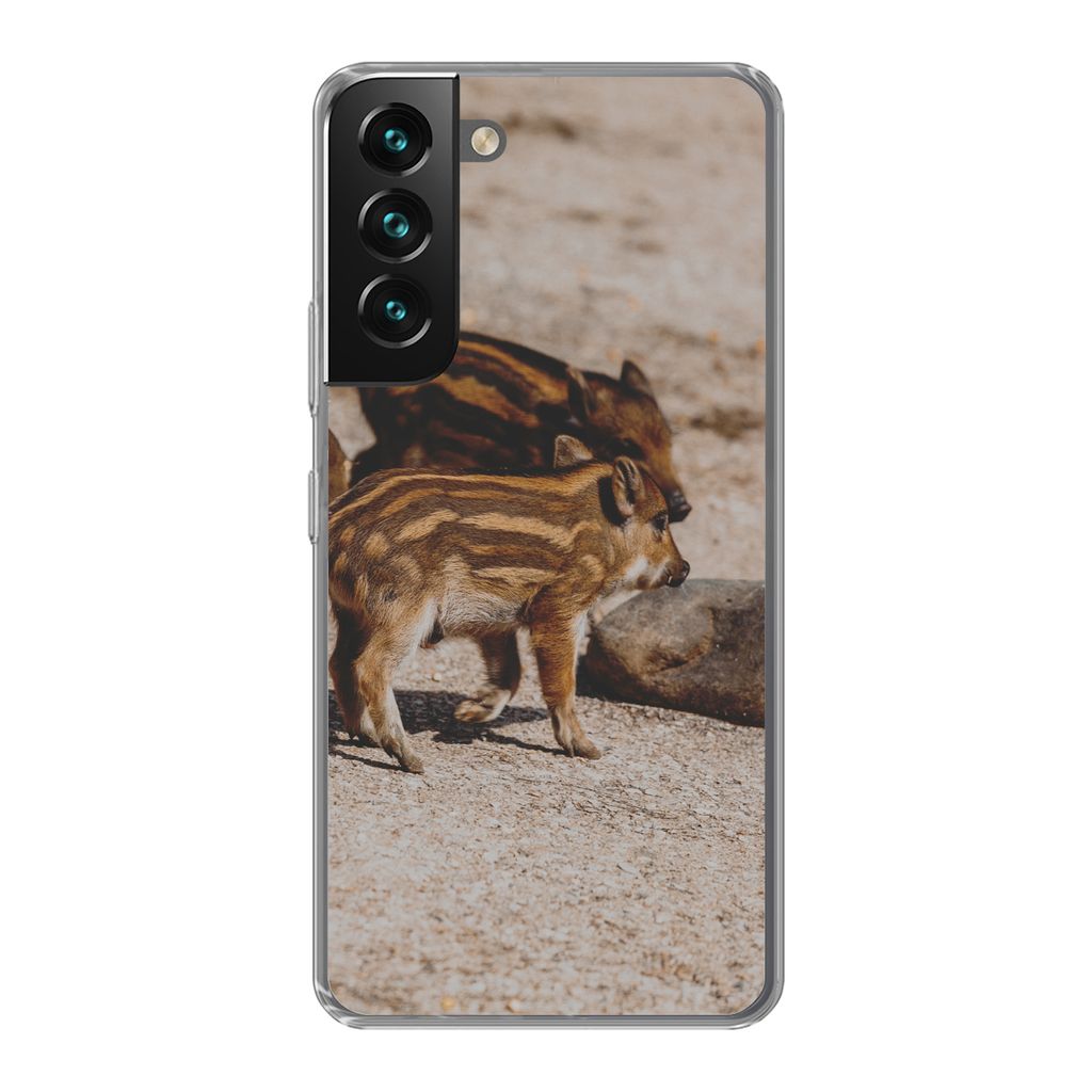 MuchoWow Handyhülle Schutzhülle Hülle für Samsung Galaxy S22 Baby - Wildschweine - Wild Silikon Softcase Handy Hülle - Mobiltelefonhülle