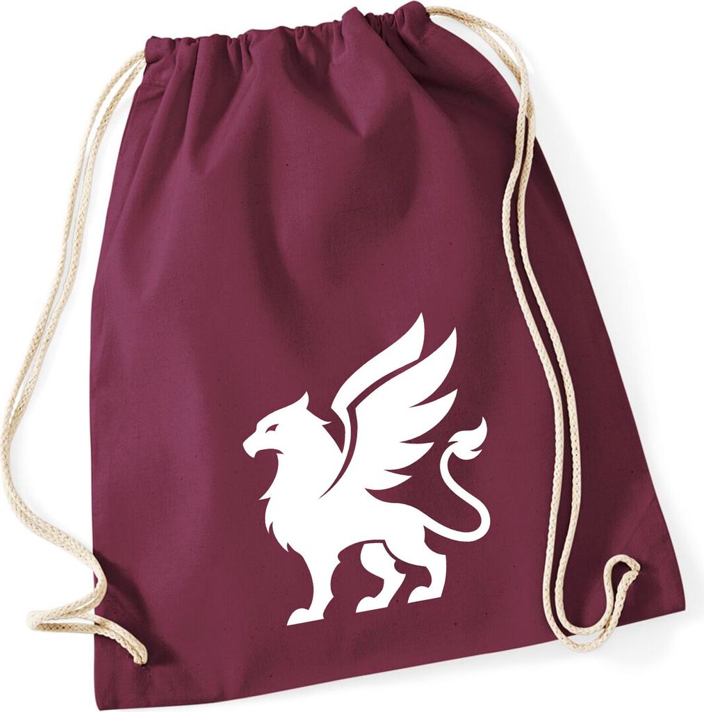 Huuraa Turnbeutel Greif Silhouette 12 Liter Burgundy Baumwolle Rucksack Geschenkidee