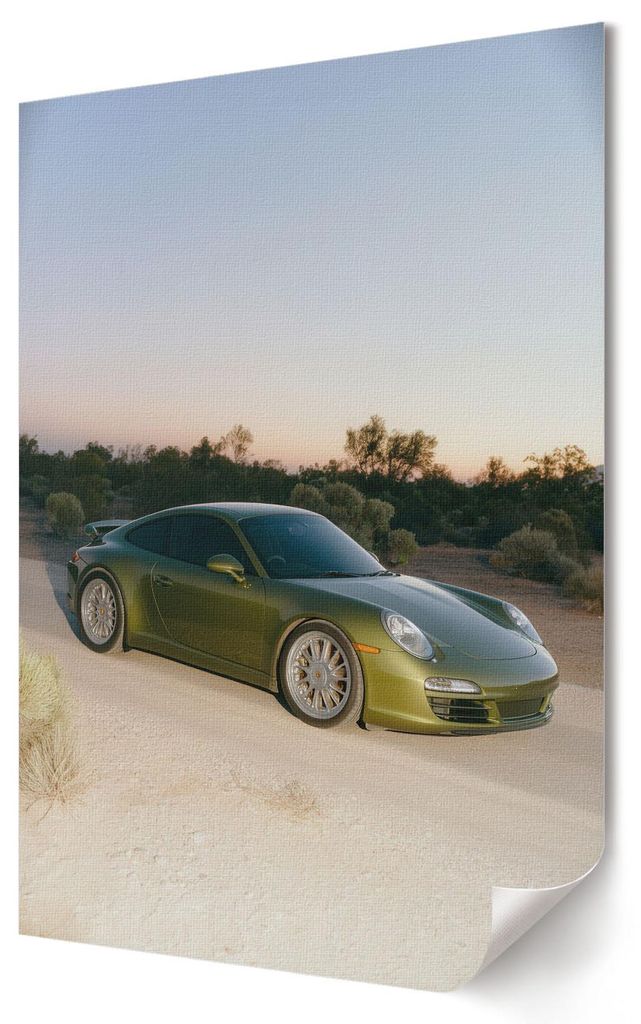 Grünes Fahrzeug- Kunstdruck A3 (29x42 cm) - Modern, Vintage- Wandbild für Wohnzimmer Schlafzimmer & Flur, Modernes Poster Wanddeko, Ungerahmt