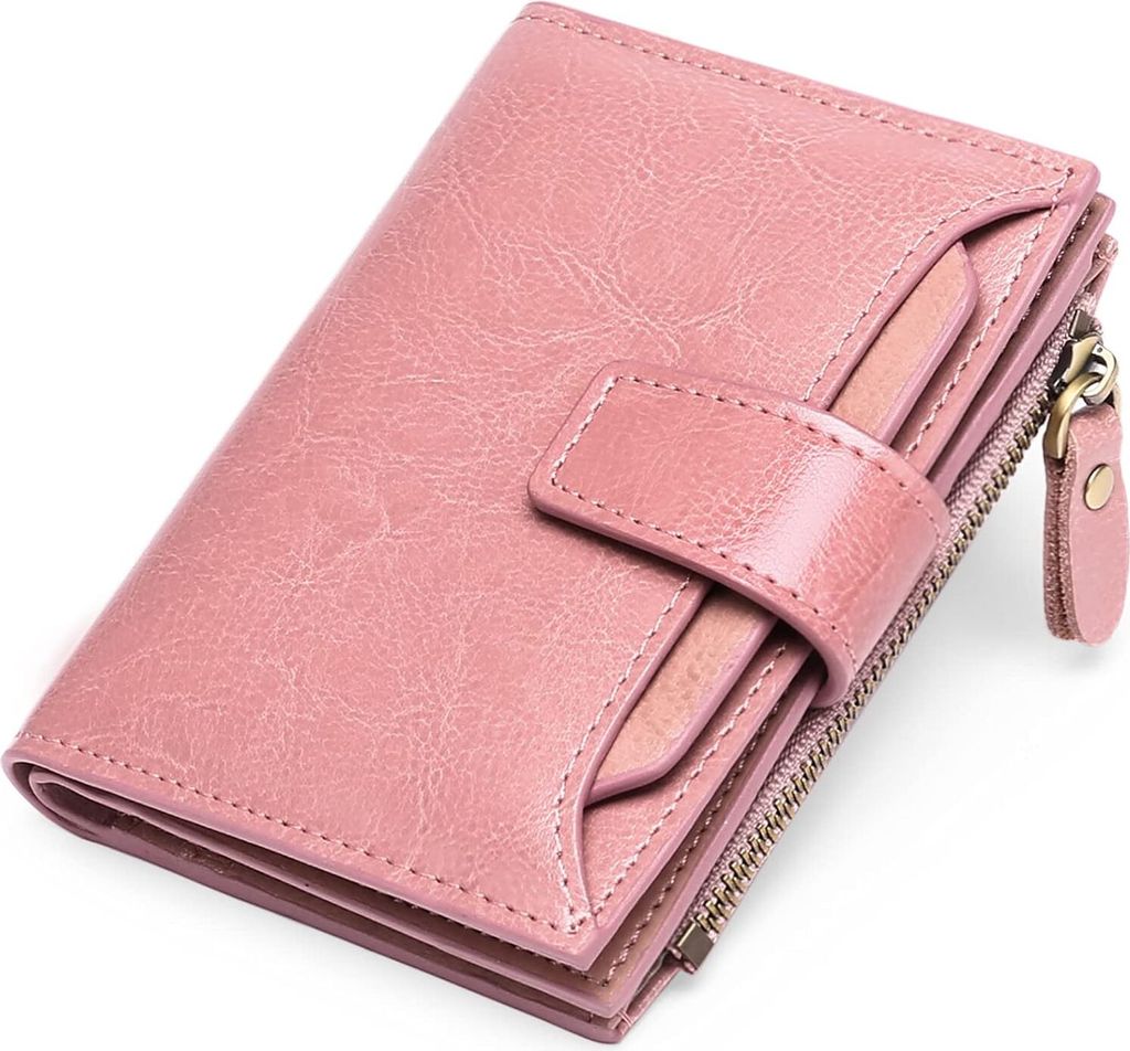 Geldbörse Damen Klein,Geldbeutel Frauen Echtes Leder,mit 14 Kartenfäche RFID-blockierendes mit Münzfach Kleines Portemonnaie