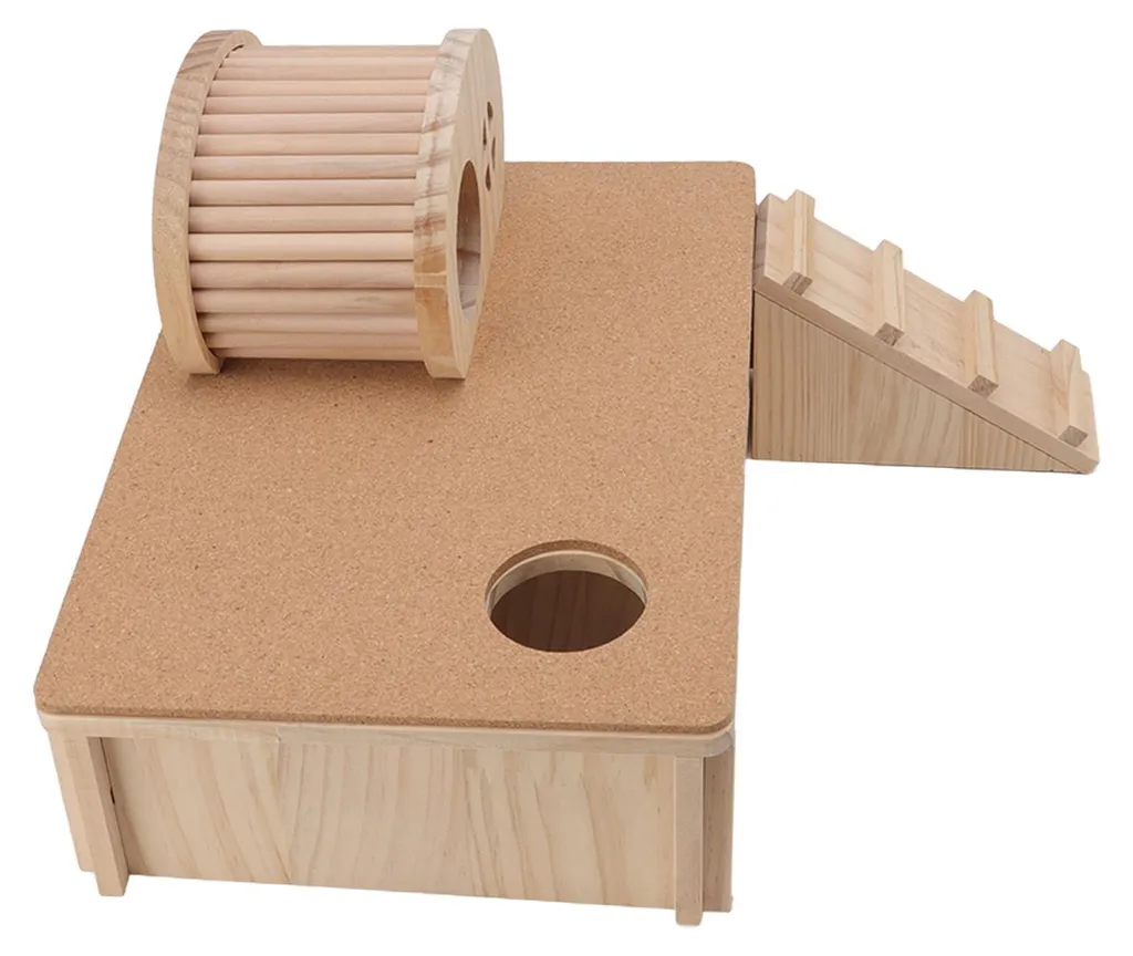 Maison en bois pour hamsters et cabane rongeur avec plateforme de jeu - 5