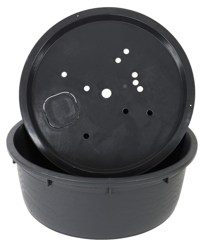 CLGarden Springbrunnenbecken Set mit ø 88cm GFK Deckel 150 Liter PE Becken für Springbrunnen Quellstein 90cm