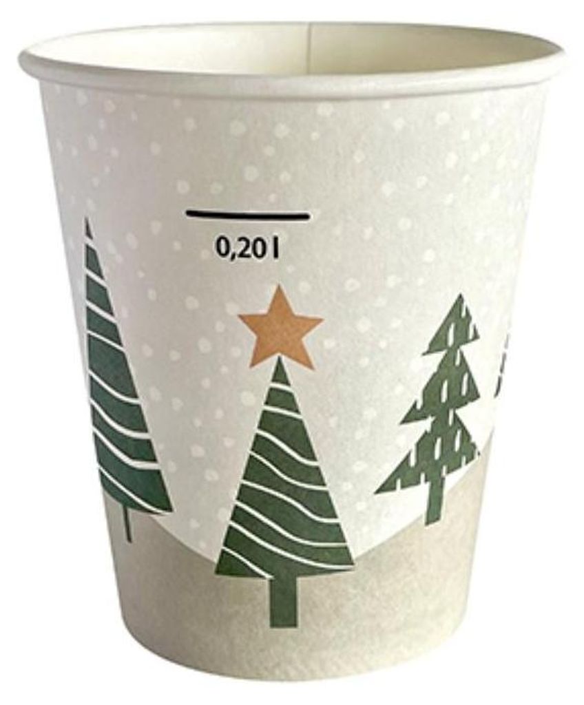 50 Trinkbecher, Pappe "To Go" 0,2 l Ø 8 cm · 9,9 cm "Winter Produktbild 