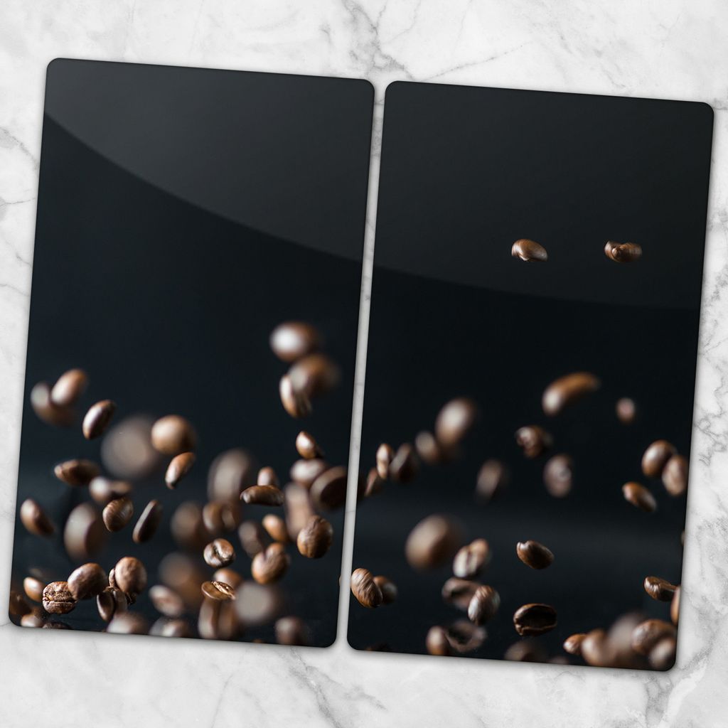 Herdabdeckplatten Ceranfeldabdeckung Spritzschutz Glas 2x30x52 Kaffee