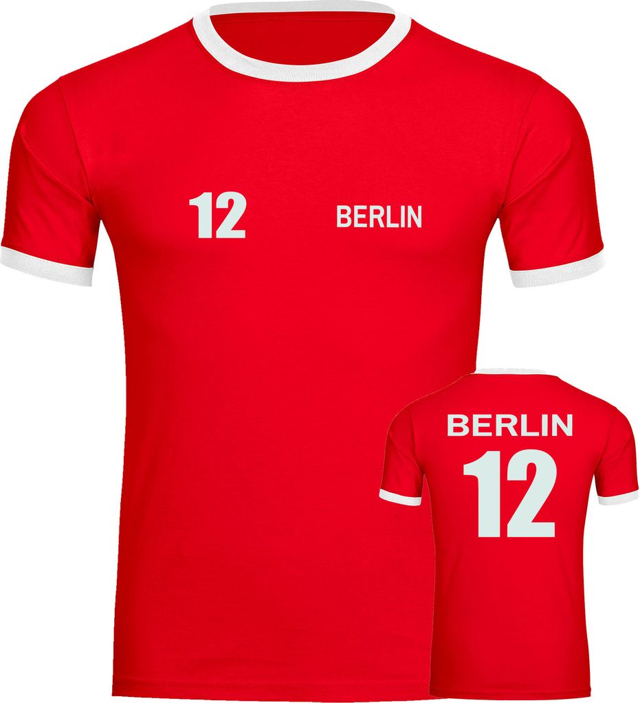multifanshop Kontrast T-Shirt - Berlin rot - Trikot Nummer Produktbild 