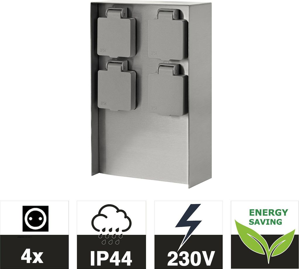 Grafner® Edelstahl Steckdosensäule mit 4 Außensteckdosen Produktbild 