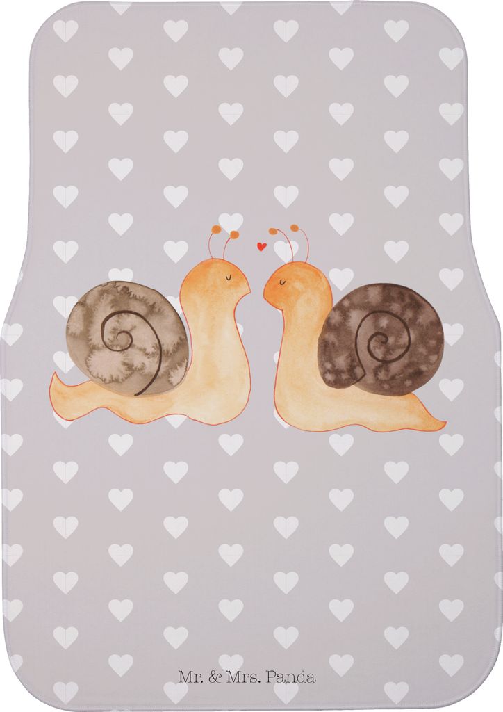 Mr. & Mrs. Panda Auto Fußmatte Schnecken Liebe - Grau Pastell - Geschenk, Pärchen, glücklich, Große, Auto-Fußmatte, Teppich, Verliebt, Autotep...