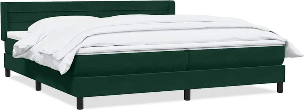 vidaXL Boxspringbett mit Matratze Dunkelgrün 180x220 cm Samt