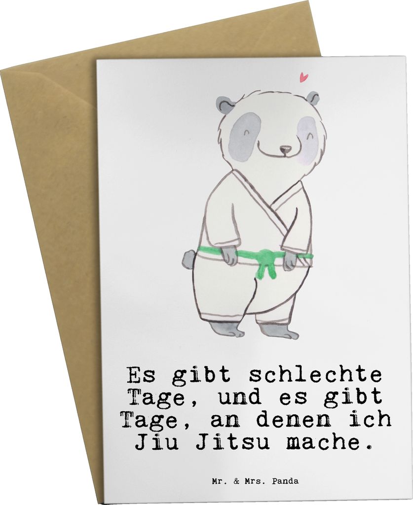 Mr. & Mrs. Panda jubiläumskarte Panda Jiu Jitsu - Weiß - Geschenk, weihnachtskarten, einladungskarten, osterkarten, Selbstverteidigung, Grußkart...