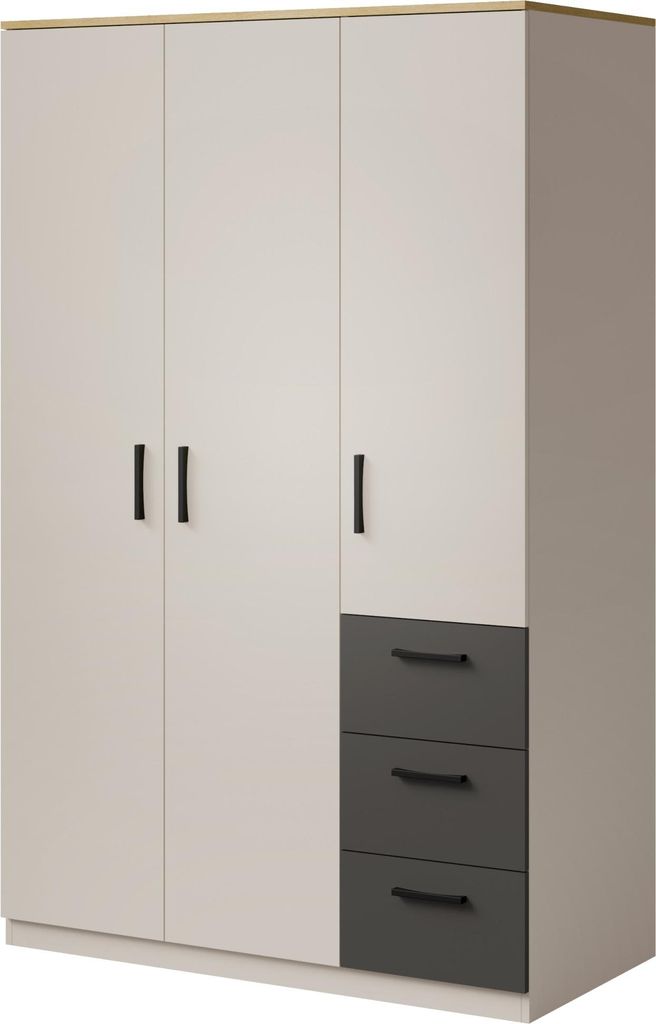 Schrank mit Schubladen Billz 3D3S 120 Kaschmir/Eiche Cremona