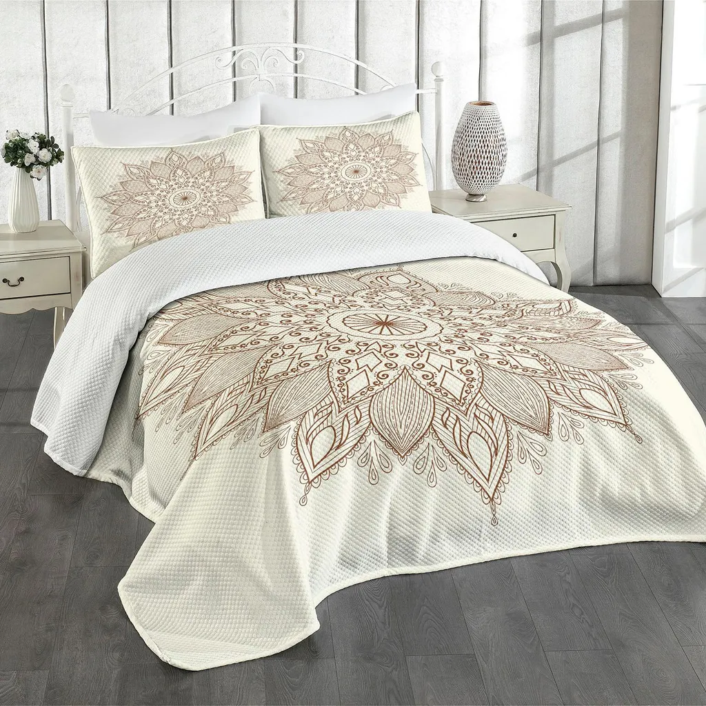 Set Letto Matrimoniale ABAKUHAUS Beige | Copriletto Lavabile 264x220