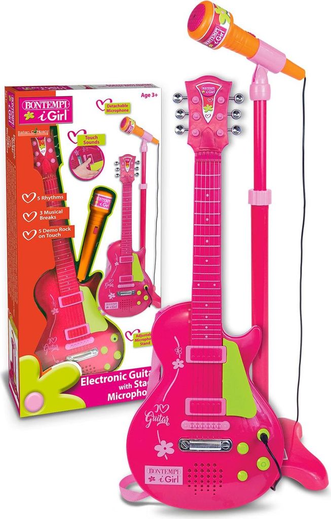 Bontempi Icom 24 5832 Rockgitarre mit Stndermikrofon, Pink