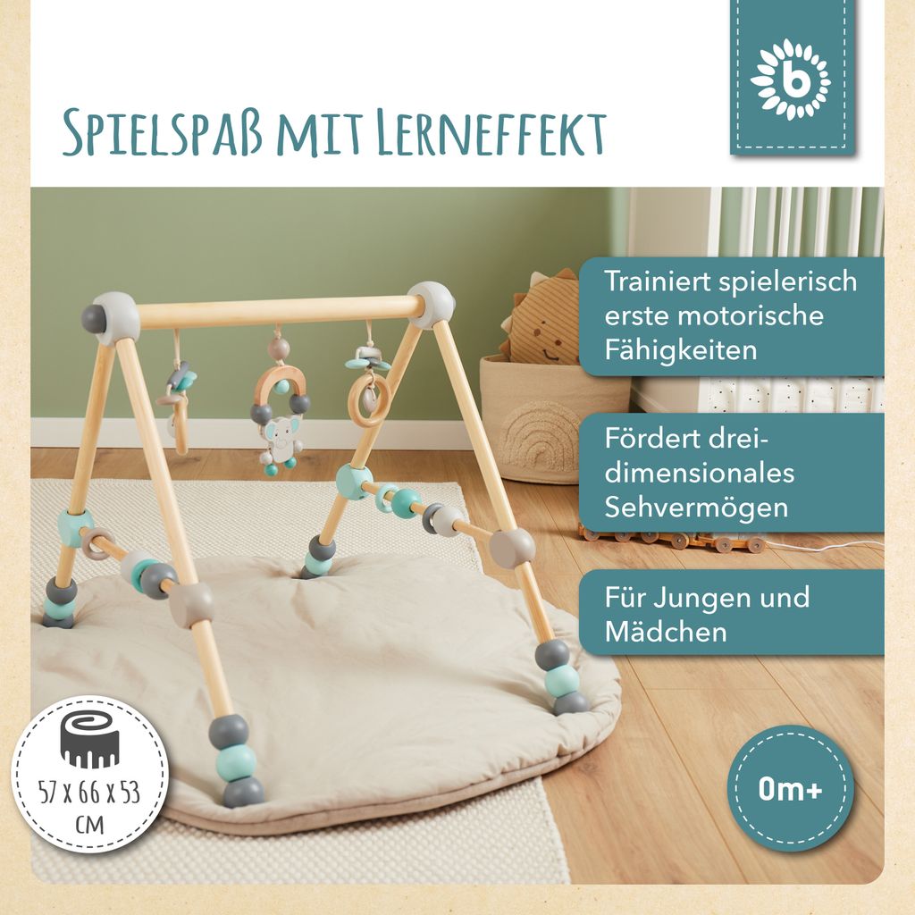 Bieco Spielbogen Baby Holz Höhenverstellbar | Baby Gym | Produktbild