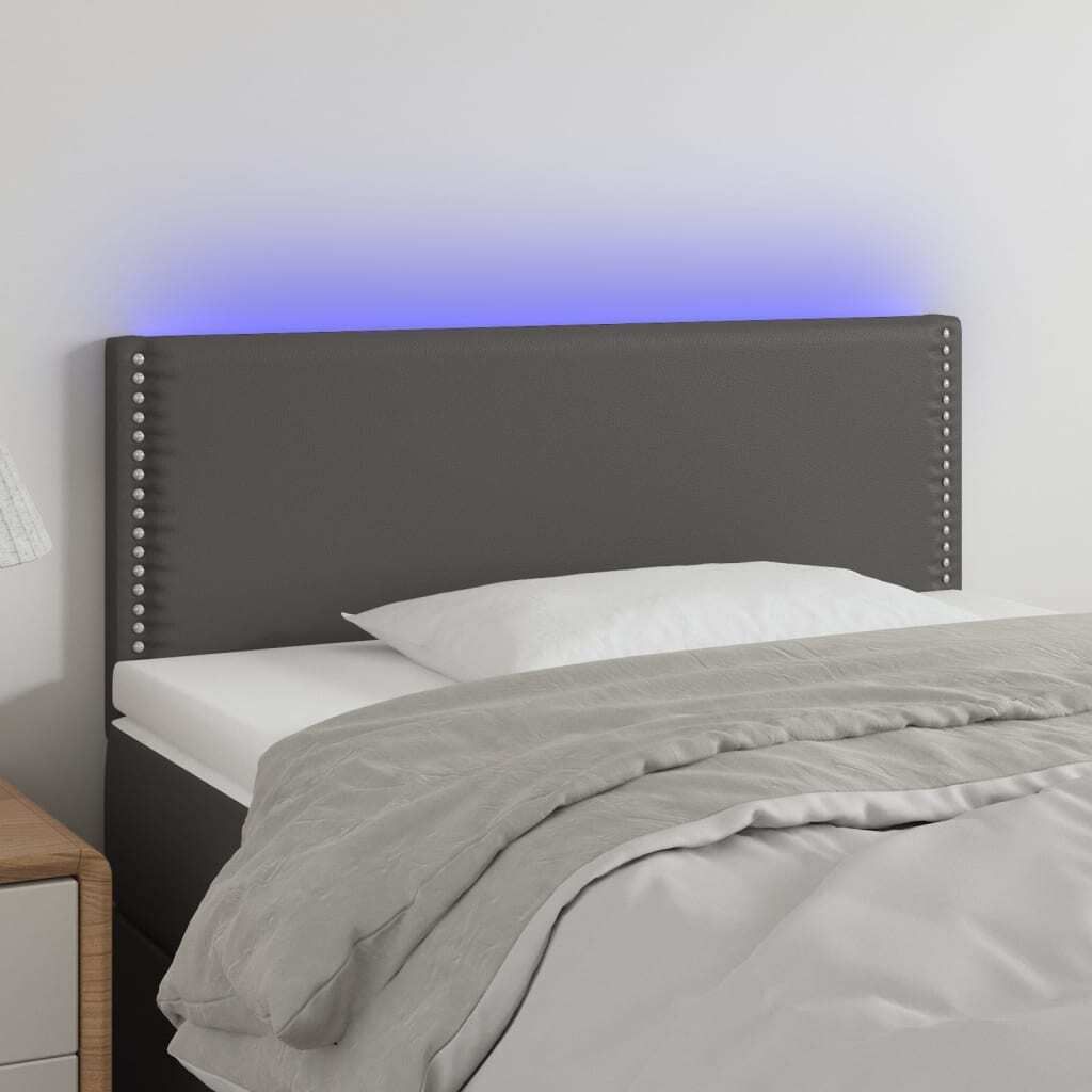 CLORIS Bettkopfteil LED Kopfteil Grau 80x5x78/88 cm Kunstleder, 5,53 kg