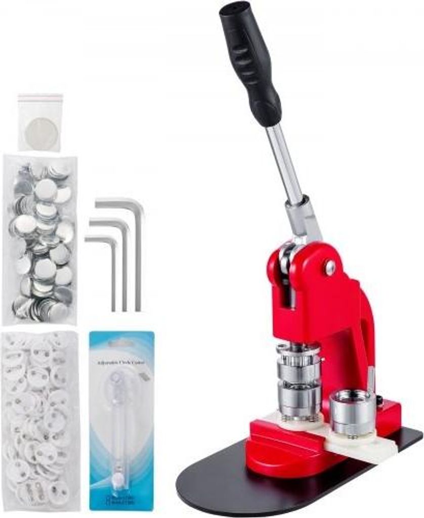 VEVOR 25 mm Button Maker 1 Zoll Button- und Badge Maker Maschine Button Maker Presse Stanzmaschine mit 1000 Buttons (1000 Stück)