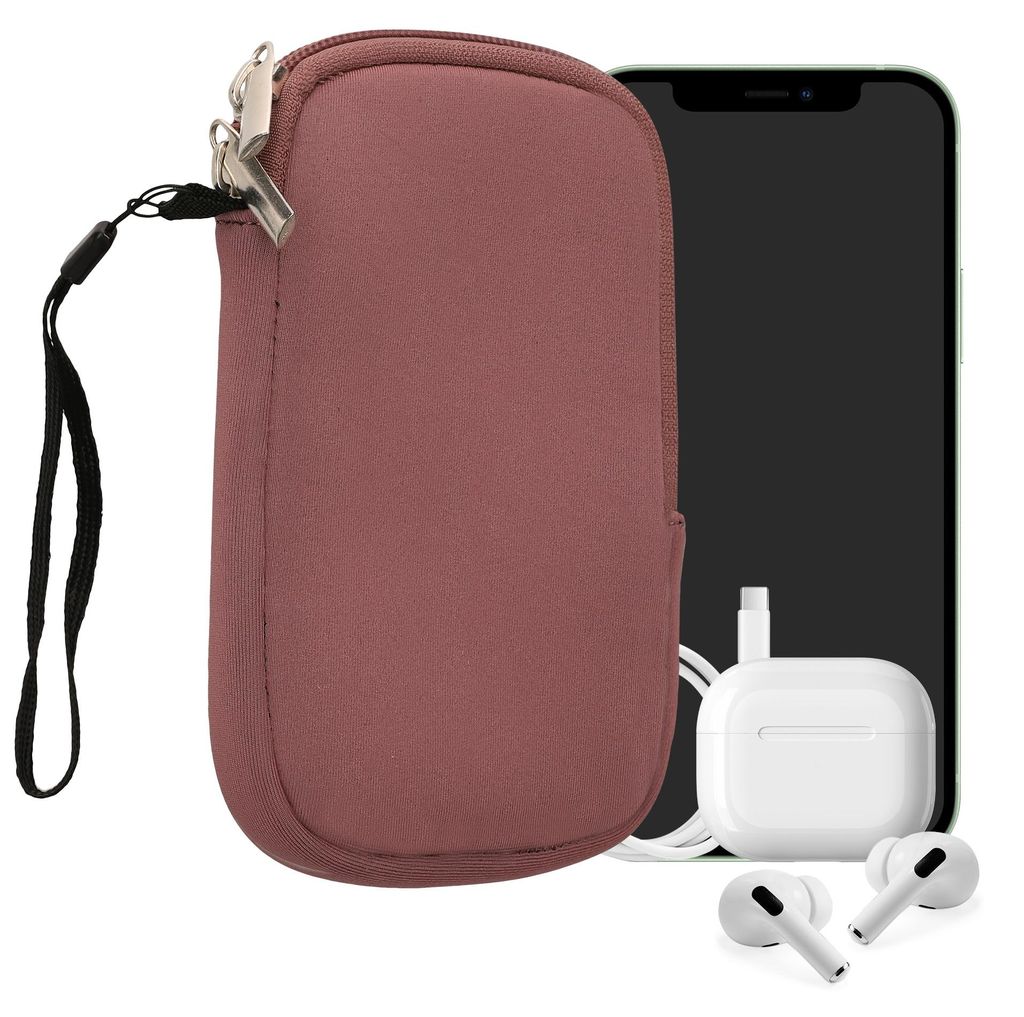kwmobile Handytasche für Smartphones L - 6,5" - Neopren Handy Hülle Dark Rose - Handy Tasche 16,5 x 8,9 cm Innenmaße