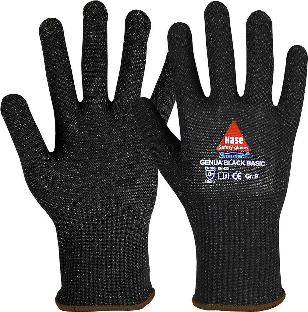 Hase Sicherheitshandschuh Genua Black Basic  schnittfest Produktbild 