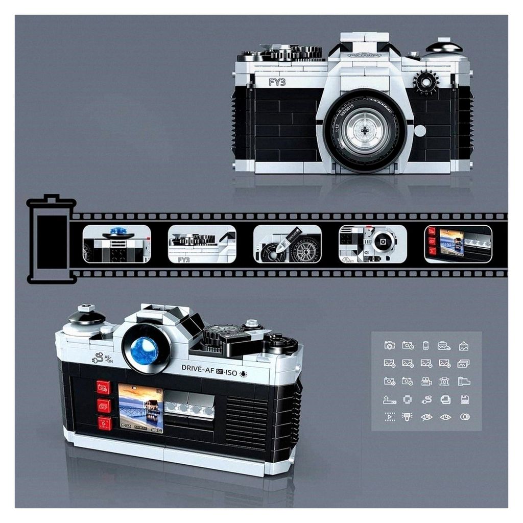 Kreatives Digital Kamera Bausatz, 405 Teile SLR Kamera Spielzeug, Retro Digitalkamera Modellbausatz, Geschenk für Erwachsene und Jugendliche ab 16...
