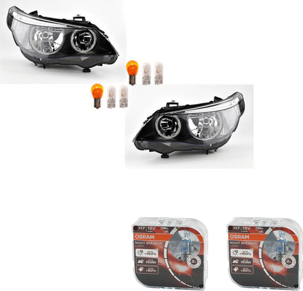 Johns, Scheinwerfer Set + Osram Night Breaker Laser passend für BMW 5er E60 E61 L+R 63127165561 63126910777 6910777 7165561 63127165562 6312691077...