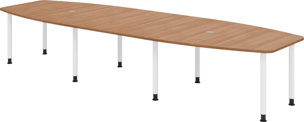 bümö Konferenztisch groß KT40 - Nachbildung: Nussbaum, tischfuss: Füße in Weiß