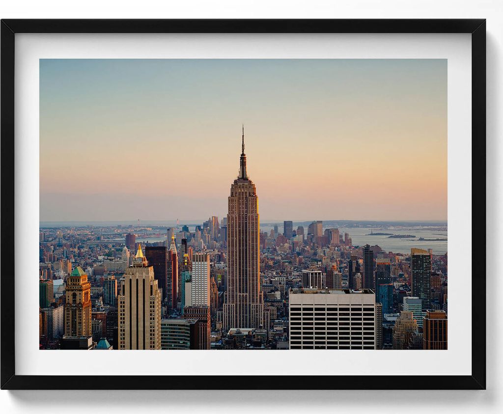 Panorama von New York– Wandbild mit Rahmen – Gerahmtes Bild – Wanddekoration – 80x60 cm – Schwarz Rahmen