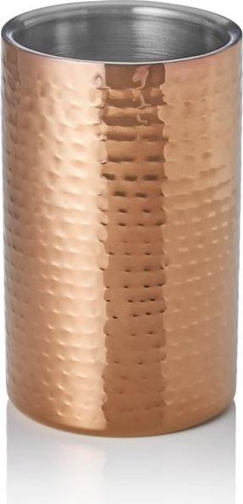 4x Flaschenkühler, Ø 12 cm, Höhe 19 cm, gehämmert, Titanium gold, doppelwandig, Chromnickelstahl, PVD-Beschichtung