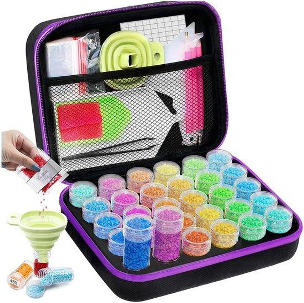 Diamond Painting Zubehör-Set - mit Aufbewahrungsbox 30 Löcher- Diamond Painting Zubehör für Erwachsene und Kinder
