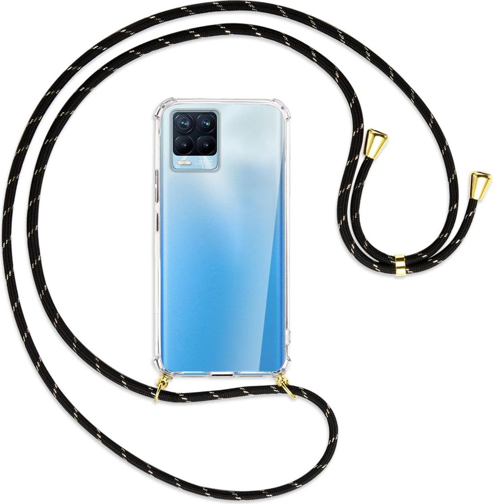 Handykette Backcover-Schutzhülle mit Band (Metall goldfarben) für Realme 8, Realme 8 Pro (6.4) - schwarz/gold