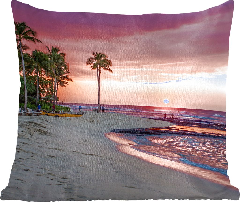 MuchoWow Zierkissen Sofakissen Wohnzimmer Dekokissen 45x45 cm Ein orangefarbener Himmel über dem Pazifischen Ozean in der Nähe des US-Bundessta...