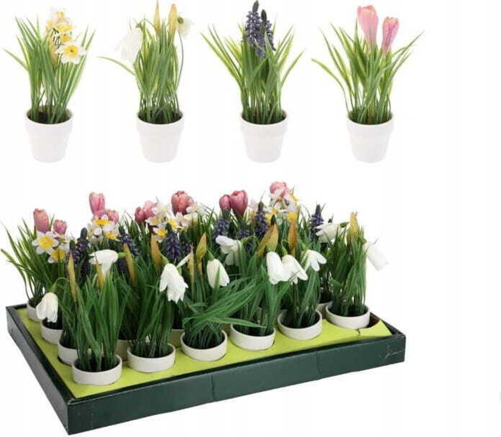 Fleurs artificielles décoratives dans un pot blanc 23 cm Image du produit 