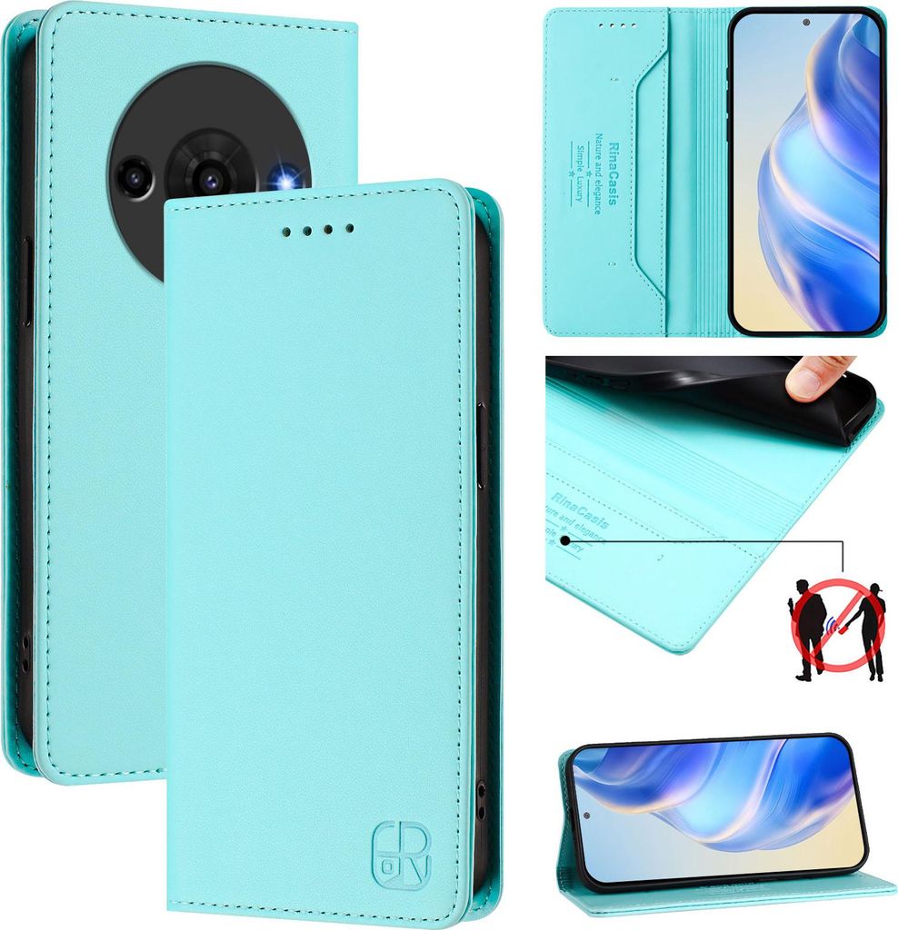 Lederhülle für ZTE Blade A76 5G Hülle Flip Brieftasche Kartenfächern Ständer Schutzhülle Türkis