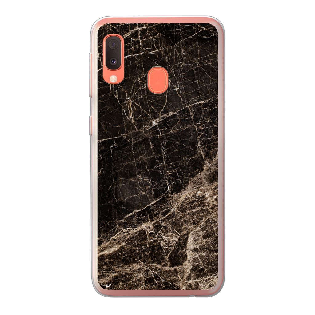 MuchoWow Handyhülle Schutzhülle Hülle für Samsung Galaxy A20e Marmor - Luxus - Schwarz Silikon Softcase Handy Hülle - Abdeckung