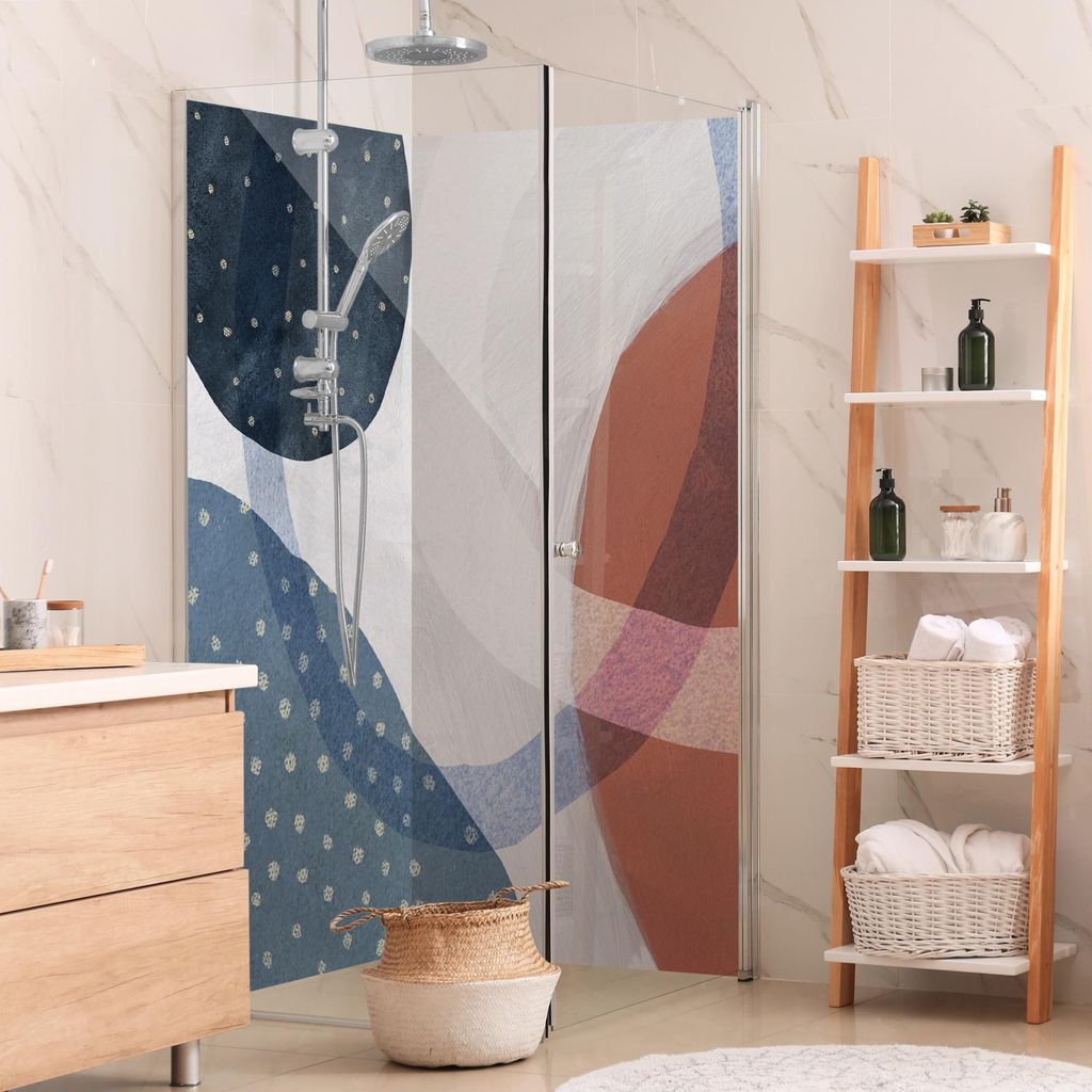 Duschrückwand originell selbstklebend - 0.35 mm Wandpaneel wasserfest Design blau Abstrakt Badrückwand fugenlos Smart matt 100x200 cm