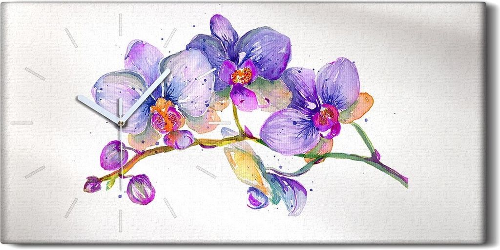 Dekor Leinwand Uhr Wandbilder Geräuschlos 60x30 Gemälde Blumen Zweig Kunst - weiße Hände