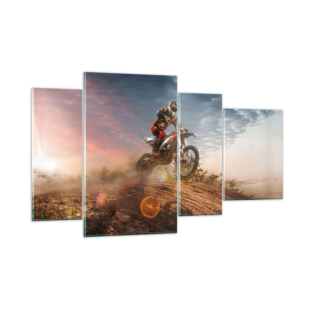 Bilder auf glas - Motor Reiten Helm - 120x70cm - Glasbilder - Wandbilder - Kunstdruck - zum Aufhängen bereit - Wanddekoration aus Glas - Glas Bild...