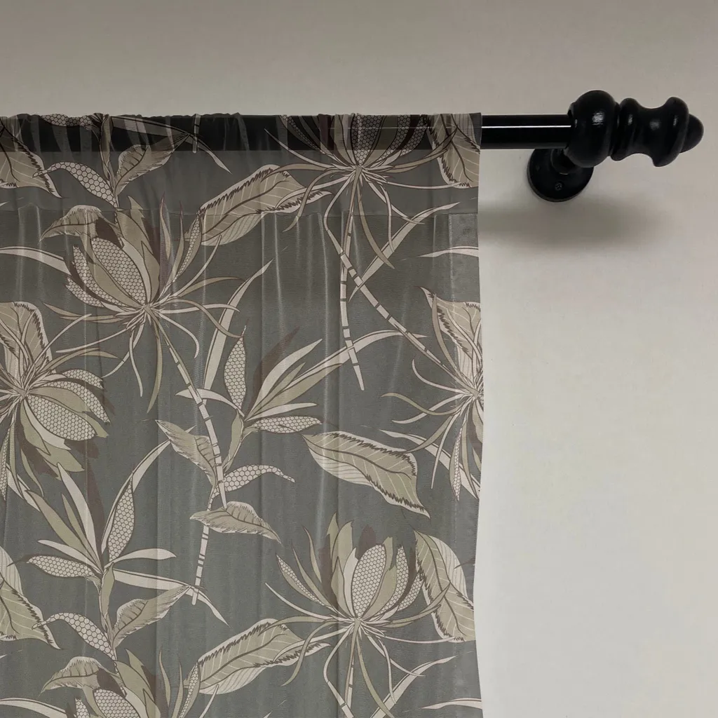 Tapisserie ABAKUHAUS Motifs Exotiques à Pois, Satin 240x274cm Gris Marron