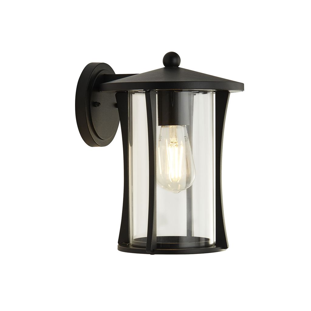 Wandleuchte, Außenleuchte, Alu Glas, Schwarz, H 28 cm