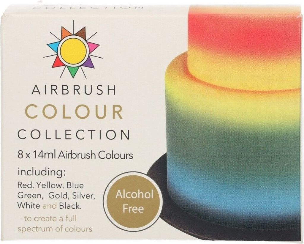 Sugarflair Airbrush Farben Multipack 8x14ml Alkoholfrei