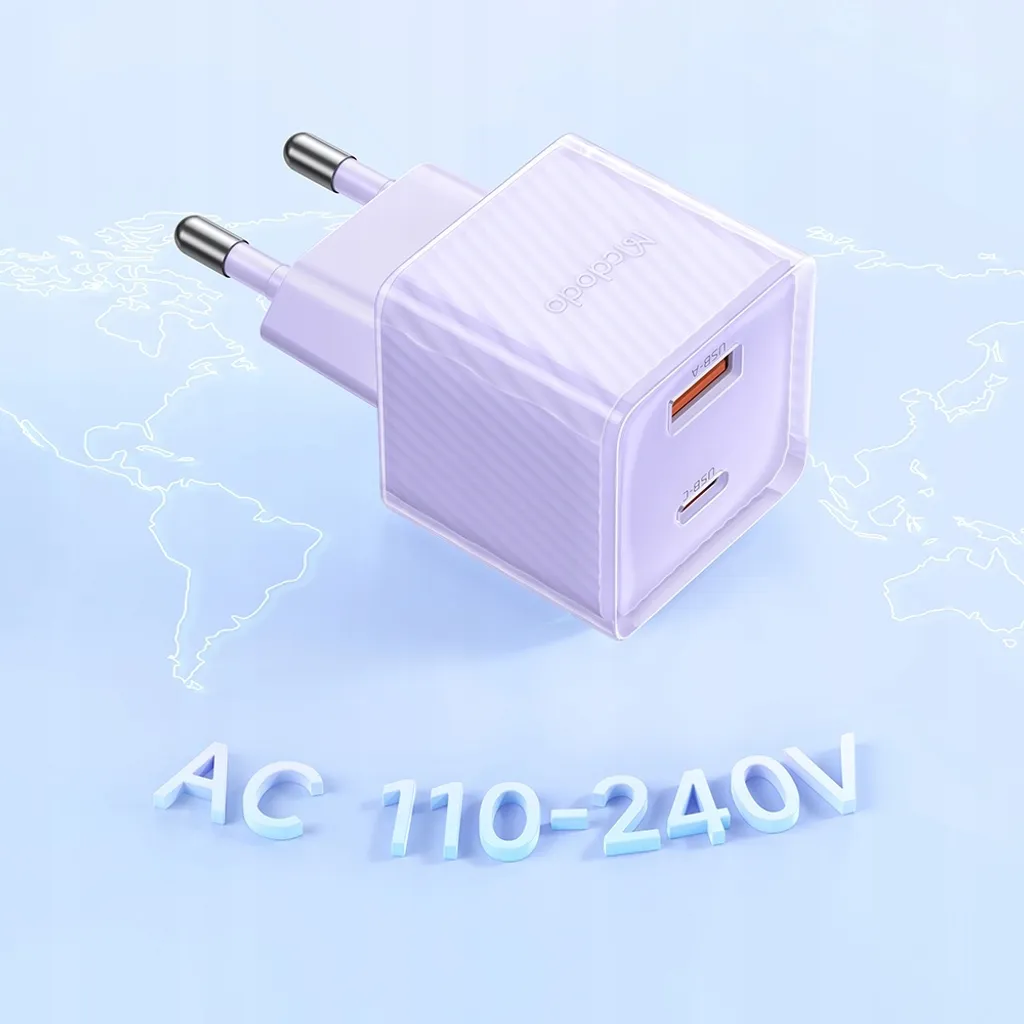 Chargeur de Voyage Rapide 33W pour iPhone et Android, Double USB Violet - 9