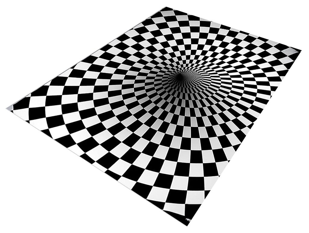 3D-Wirbelteppich mit optischer Täuschung, realistischer Wirbel-Fußmatte in Schwarz-Weiß, rutschfeste Bodenmatte für Wohnzimmer, Schlafzimmer un...