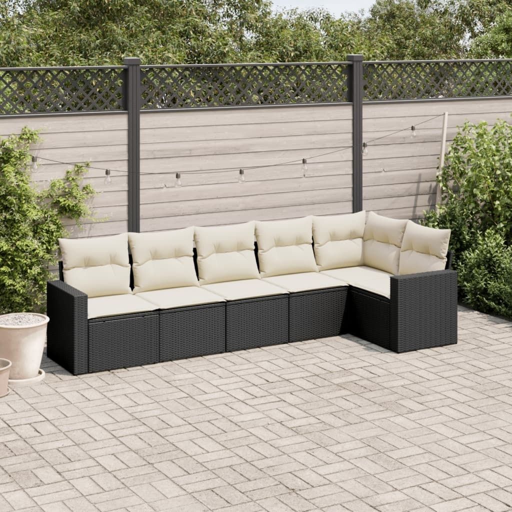 Maison Exclusive - 6-tlg. Garten-Sofagarnitur mit Kissen Schwarz Poly Rattan
