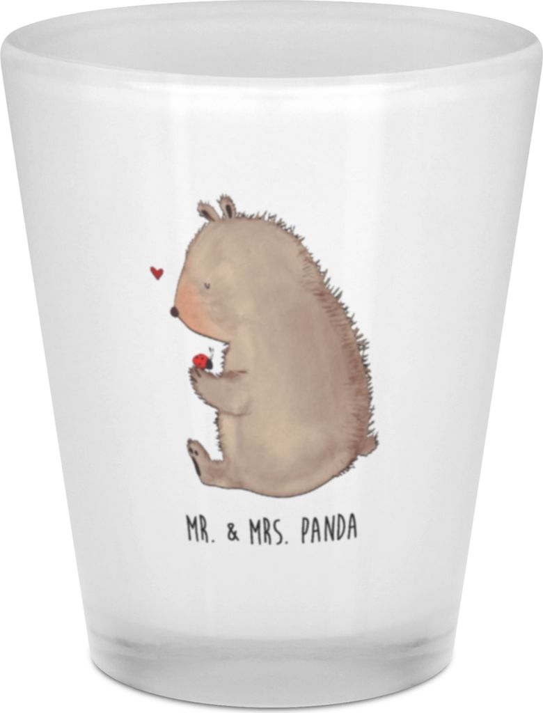 Mr. & Mrs. Panda Schnapsglas Bär Marienkäfer - Transparent - Geschenk, Liebe, Teddy, Motivation, Das Leben Ist schön, Glas für Schnaps, Likörg...