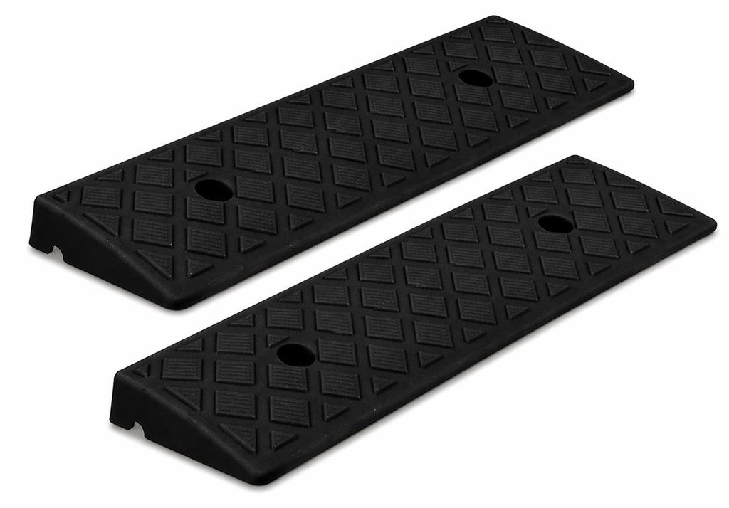 2 Stück Bordsteinrampe 50x22x4 cm – Auffahrrampe Kunststoff – Auffahrkeil für Auto, Motorrad, Rollstuhl, Schubkarre & Anhänger