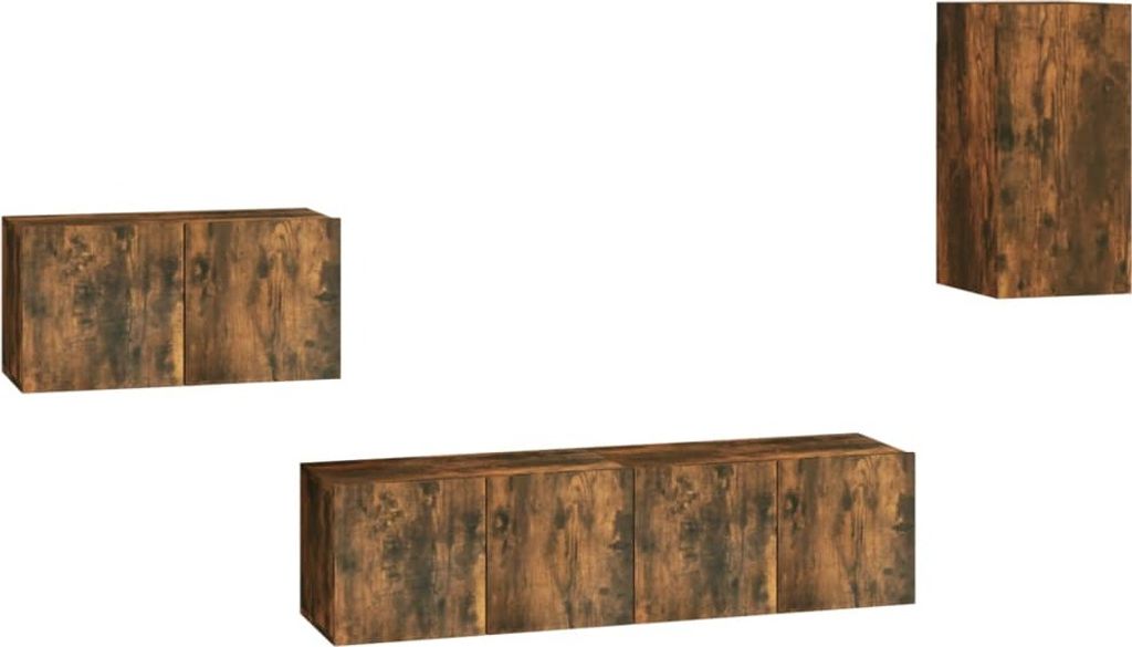 4-tlg. TV-Schrank-Set Räuchereiche Holzwerkstoff